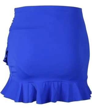 Bottoms Women's Ruched Flounce Swim Skirt Solid Color Tankini Swimsuit Bottom with Brief - Ruffle Royal Blue - CZ18SEC9NAD