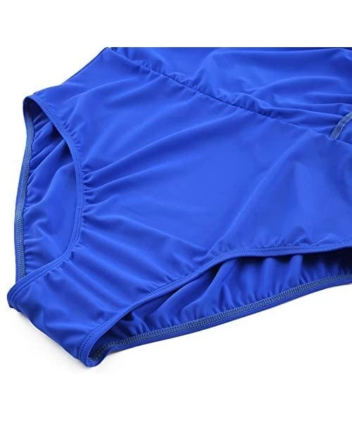 Bottoms Women's Ruched Flounce Swim Skirt Solid Color Tankini Swimsuit Bottom with Brief - Ruffle Royal Blue - CZ18SEC9NAD