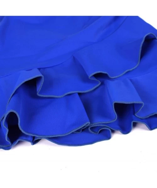 Bottoms Women's Ruched Flounce Swim Skirt Solid Color Tankini Swimsuit Bottom with Brief - Ruffle Royal Blue - CZ18SEC9NAD