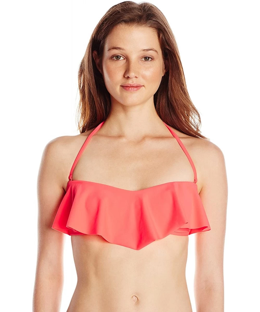 Tops Juniors Simply Solid Flutter Bikini Top - Electric Coral - CT11NVML9O7