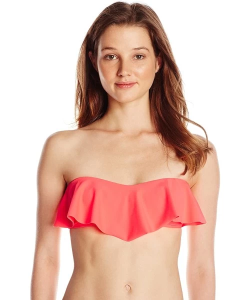 Tops Juniors Simply Solid Flutter Bikini Top - Electric Coral - CT11NVML9O7