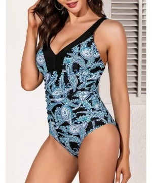 One-Pieces Womens Cheetah Leopard Tummy Control One Piece Swimsuits Cutout Monokini Bathing Suits One Shoulder Swimwear Blue ...