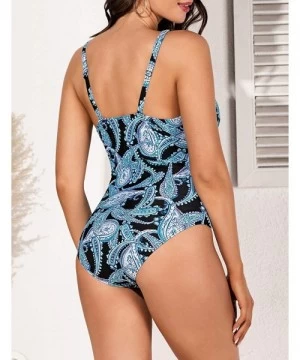 One-Pieces Womens Cheetah Leopard Tummy Control One Piece Swimsuits Cutout Monokini Bathing Suits One Shoulder Swimwear Blue ...