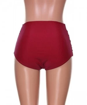 Racing High Waisted Bikini Bottoms Women's High Waisted Swim Bottom Ruched Bikini Tankini Swimsuit Briefs - Red - C9196X33NZ7