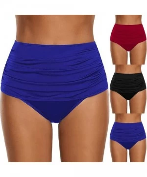 Racing High Waisted Bikini Bottoms Women's High Waisted Swim Bottom Ruched Bikini Tankini Swimsuit Briefs - Red - C9196X33NZ7