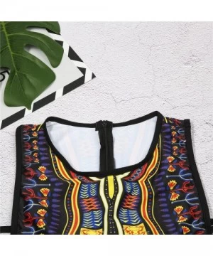 One-Pieces Women's One Piece African Print Cut Out Sexy High Waisted Swimsuit Bathing Suit - Black - CV189ZOAIXN