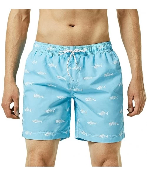 Trunks Mens Swim Trunks Quick Dry Swim Shorts with Mesh Lining Funny Swimwear Bathing Suits - Sky Blue - CP187TU7EUL