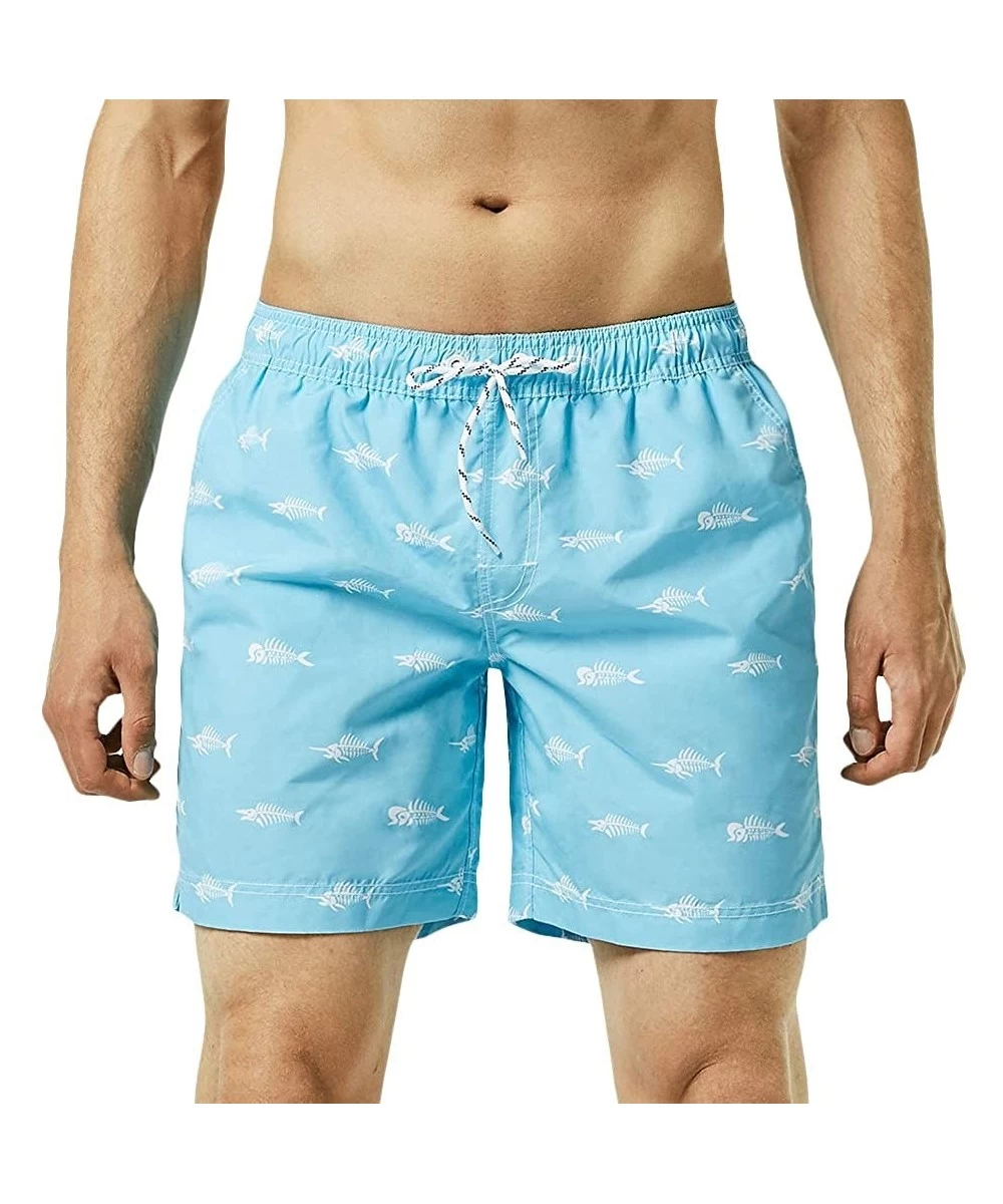 Trunks Mens Swim Trunks Quick Dry Swim Shorts with Mesh Lining Funny Swimwear Bathing Suits - Sky Blue - CP187TU7EUL