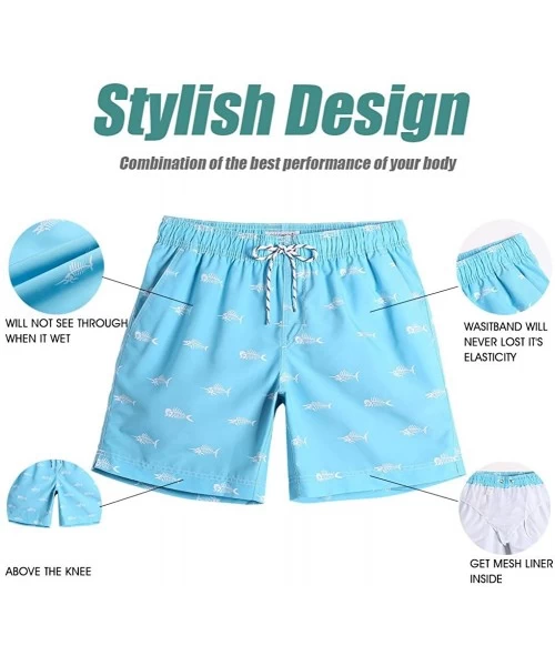 Trunks Mens Swim Trunks Quick Dry Swim Shorts with Mesh Lining Funny Swimwear Bathing Suits - Sky Blue - CP187TU7EUL