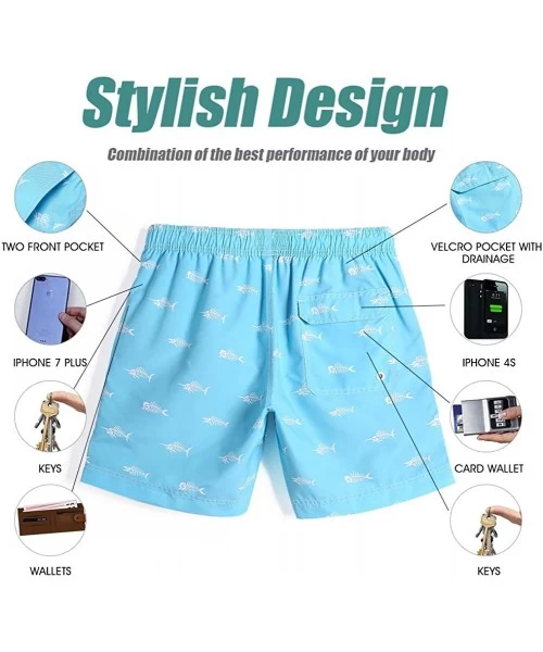 Trunks Mens Swim Trunks Quick Dry Swim Shorts with Mesh Lining Funny Swimwear Bathing Suits - Sky Blue - CP187TU7EUL