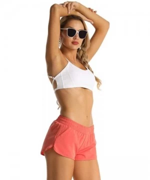 Board Shorts Women's Board Shorts Quick Dry Drawstring Sports Summer Bottom Swim Shorts with Pocket - 26152 Orange - C218W0G2LS4