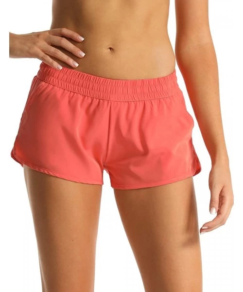 Board Shorts Women's Board Shorts Quick Dry Drawstring Sports Summer Bottom Swim Shorts with Pocket - 26152 Orange - C218W0G2LS4