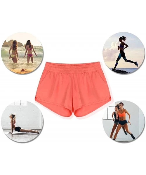 Board Shorts Women's Board Shorts Quick Dry Drawstring Sports Summer Bottom Swim Shorts with Pocket - 26152 Orange - C218W0G2LS4