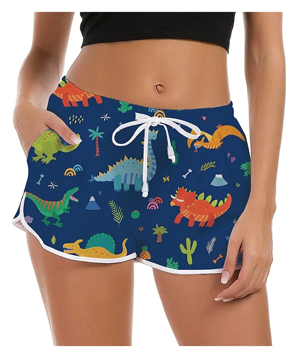 Tankinis Women's Drawstring Board Shorts Quick Dry Stretch Novelty Patterns Swimsuits Swimwear Bottoms S-XXL - Dinosaur-1 - C...