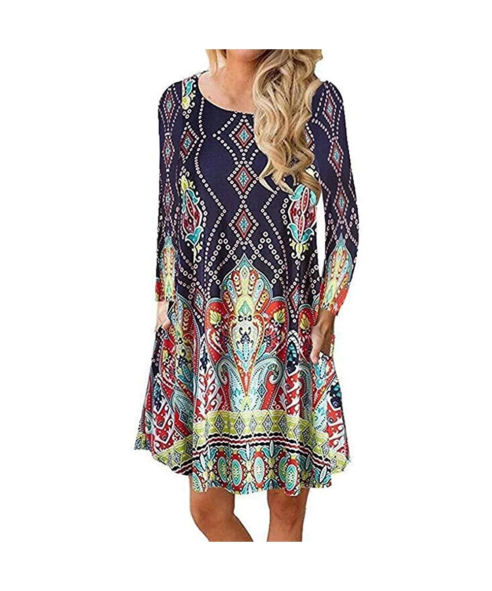 Cover-Ups Women's Cold Tunic Top Swing T-Shirt Blouse Loose Dress With Pockets S - C - CR18U65W7ND