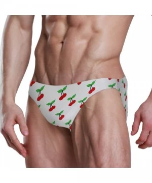 Briefs Mens Swim Bikini Briefs Santa Skull with Sunglass Swimwear Surf Shorts Trunks - Red Cherry Pattern - C818UX2XE27