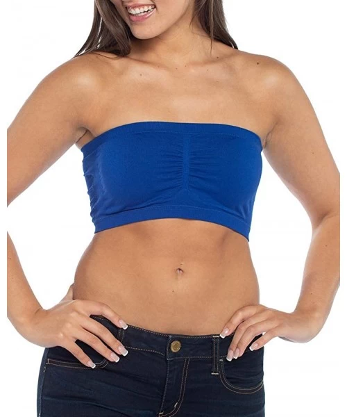 Tops Women's Bandeau Top (Removable Padding) - Royal Blue - CX18MGKM8M9