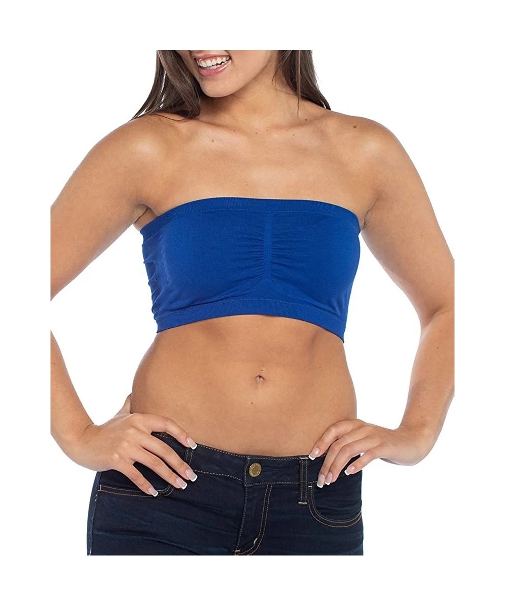 Tops Women's Bandeau Top (Removable Padding) - Royal Blue - CX18MGKM8M9