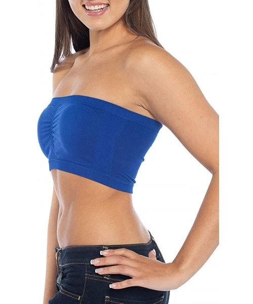 Tops Women's Bandeau Top (Removable Padding) - Royal Blue - CX18MGKM8M9