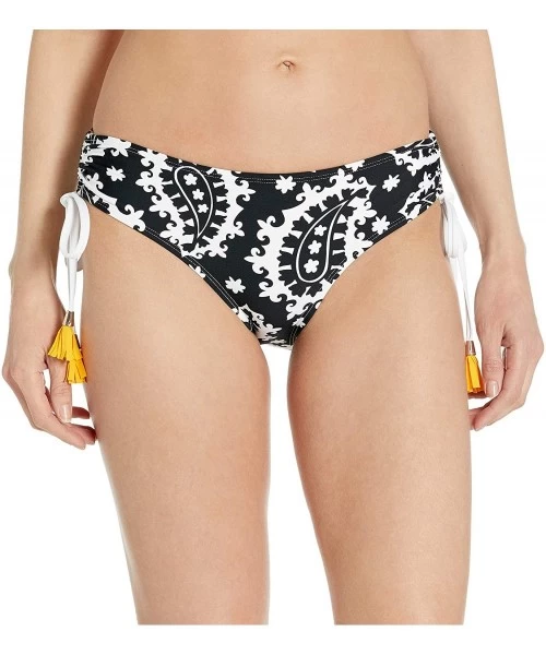 Tankinis Women's Alex Solid Side Tie Adjustable Bikini Swim Bottom - Black White - CZ18ZQ850N0