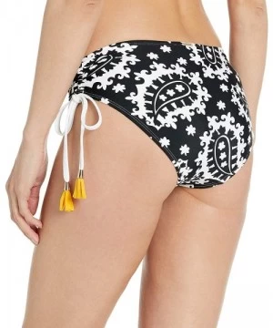 Tankinis Women's Alex Solid Side Tie Adjustable Bikini Swim Bottom - Black White - CZ18ZQ850N0