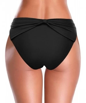 Tankinis Women's Cheeky Swimsuit Bow Knot Front Bikini Bottoms Twist Swim Bottoms - Black - C9199L7IXDM