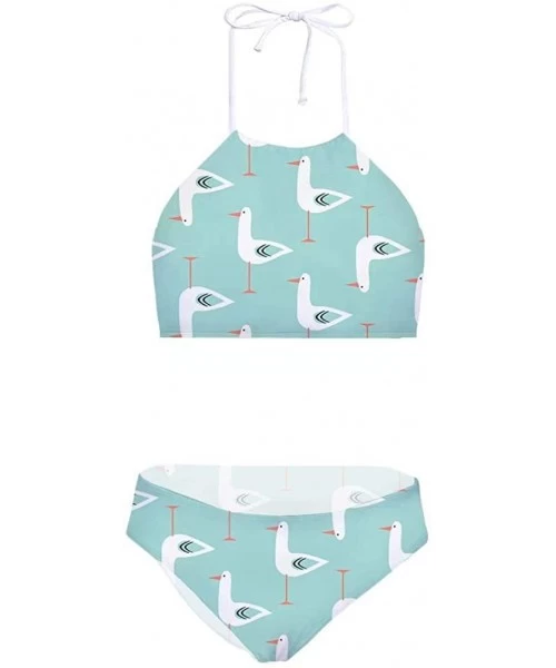 Sets Bathing Suits Sexy Women Bikini Two Piece Cheeky Bottom Swimsuit - Seagull - CF18QK0WEXR