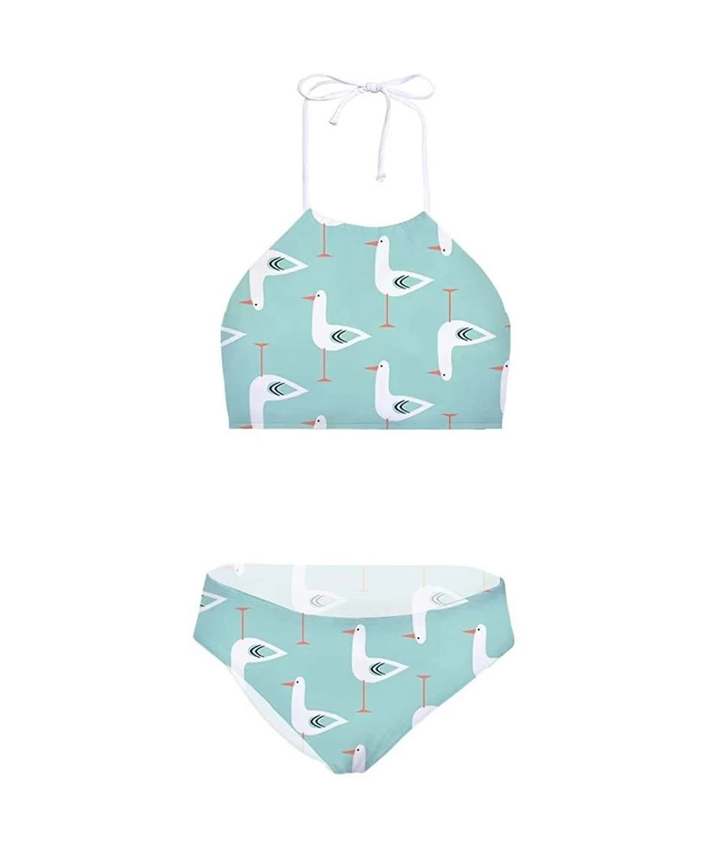 Sets Bathing Suits Sexy Women Bikini Two Piece Cheeky Bottom Swimsuit - Seagull - CF18QK0WEXR