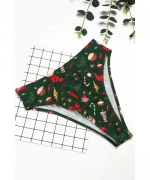 Sets Womens Christmas Halloween Removable Strap High Waist Bikini Set - 04 - Santa Hat - CN192W5L53G