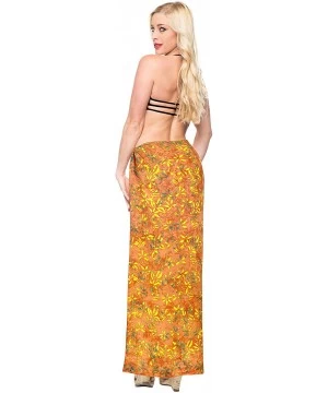 Cover-Ups Women's Pareo Canga Sarong Skirt Swimwear Scarf Cover Up Hand Paint A - Pumpkin Orange_l341 - CF129WXH4UV