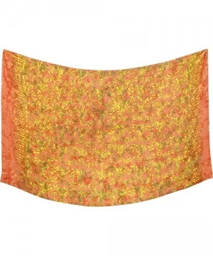 Cover-Ups Women's Pareo Canga Sarong Skirt Swimwear Scarf Cover Up Hand Paint A - Pumpkin Orange_l341 - CF129WXH4UV