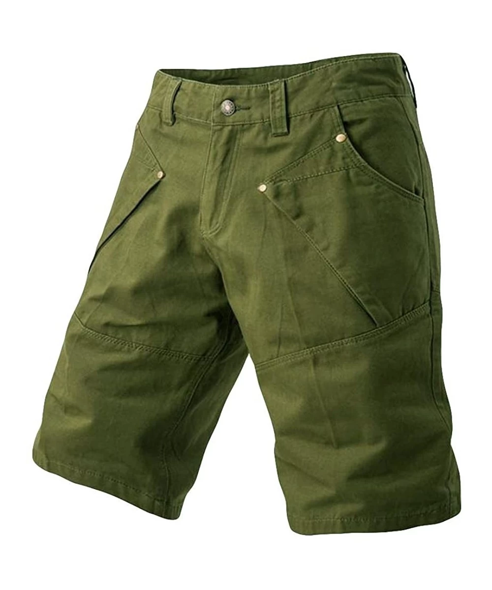 Trunks Solid Cargo Shorts Summer Fashion Casual Beach Workout Sports Pockets Loose Shorts - Army Green - CO18RTAR4LZ