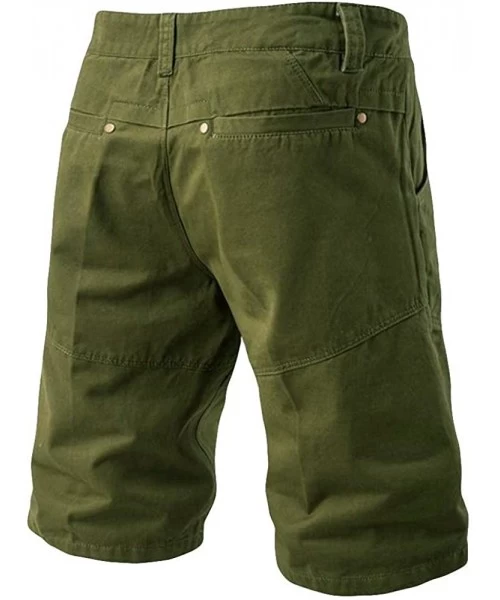 Trunks Solid Cargo Shorts Summer Fashion Casual Beach Workout Sports Pockets Loose Shorts - Army Green - CO18RTAR4LZ