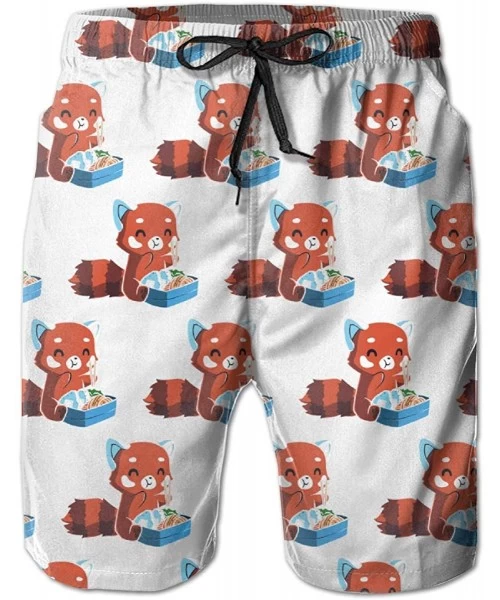 Board Shorts Men's Board Shorts- Quick Dry Swimwear Beach Holiday Party Bathing Suits - Red Panda Eating Ramen - CA199GHEEQC