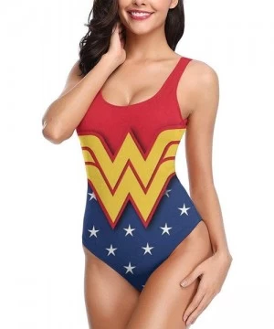 Racing Women's High-Waist Swimwear Bathing Suits Wonder Woman One Piece Swimsuit - 10 - C5197H6MXMW