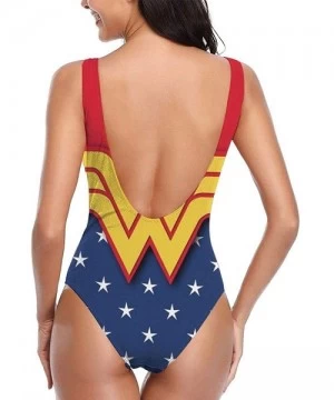 Racing Women's High-Waist Swimwear Bathing Suits Wonder Woman One Piece Swimsuit - 10 - C5197H6MXMW