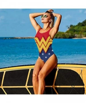 Racing Women's High-Waist Swimwear Bathing Suits Wonder Woman One Piece Swimsuit - 10 - C5197H6MXMW