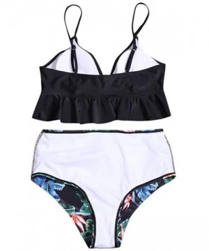 Sets Women's Ruffles Flounce Cute Bikini Two Piece Swimsuit Bathing Suits - Black - CP194KQ2K83