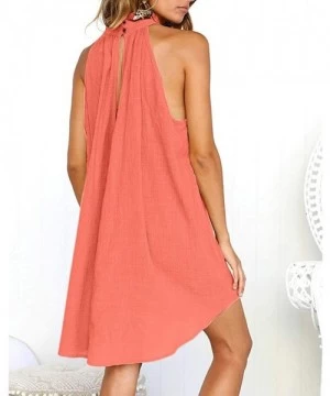 Cover-Ups Womens Sleeveless Dress Ladies Girls Summer Halter High Neck Irregular Dress Holiday Beach Party Dresses Vestidos -...