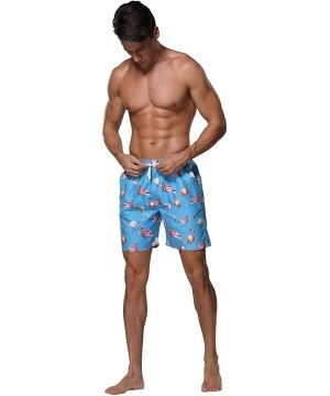 Board Shorts Men's Swim Trunks Beach Board Shorts Dry Quickly Stripe Bathing Suits - Short Flamingo Blue - C318U0SAXT8