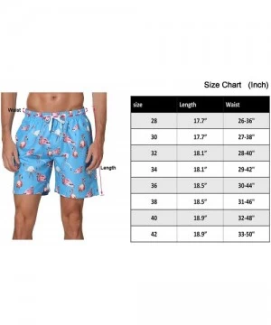 Board Shorts Men's Swim Trunks Beach Board Shorts Dry Quickly Stripe Bathing Suits - Short Flamingo Blue - C318U0SAXT8