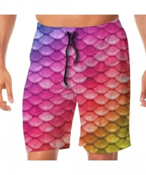 Board Shorts Mens Casual Beach Shorts Swim Trunks Quick Dry Half Pants - Beautiful Colorful Rainbow Mermaid Scales - CJ19CDQR2CZ