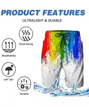 Board Shorts Mens Casual Beach Shorts Swim Trunks Quick Dry Half Pants - Beautiful Colorful Rainbow Mermaid Scales - CJ19CDQR2CZ