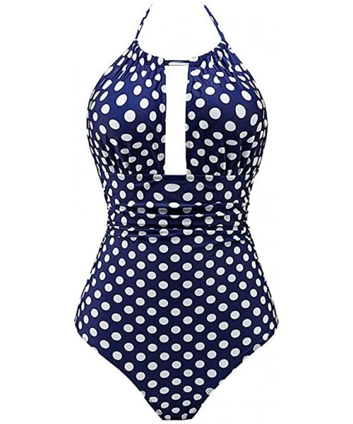 Board Shorts Women's One Piece Swimwear Backless Tummy Control Monokini Swimsuits - Dark Blue - CZ18SYENHTS