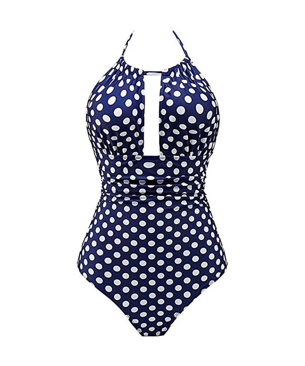 Board Shorts Women's One Piece Swimwear Backless Tummy Control Monokini Swimsuits - Dark Blue - CZ18SYENHTS