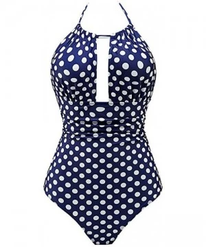 Board Shorts Women's One Piece Swimwear Backless Tummy Control Monokini Swimsuits - Dark Blue - CZ18SYENHTS