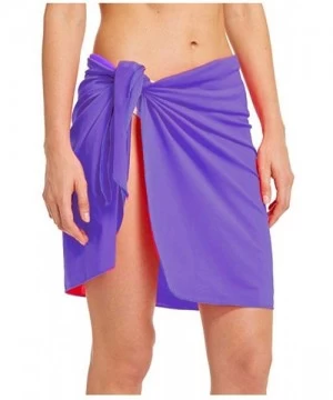 Cover-Ups Women's Soft Wrap Beach Swimwear Short/Knee Length/Long Cover Up Pareo Swimsuit Wrap Solid/Patterns - Purple - CV18...