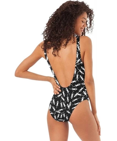 One-Pieces One Piece Swimsuit Cute Pandas Backless Swimwear Beach Bathing Suits for Teens Girls Women - Design 12 - C7199KU0UWQ