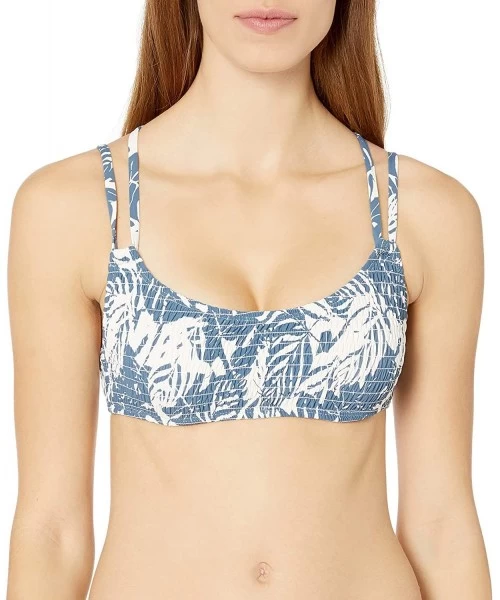 Tops Women's Bralette Strappy Bikini Swim Top - Textured Palm Print - C418ZQ0CLY9