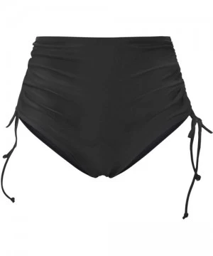 Tankinis Women High Waisted Bikini Bottoms Ruched Swim Brief Short Tankinis - Black-side Tie - CJ193G7K2EK